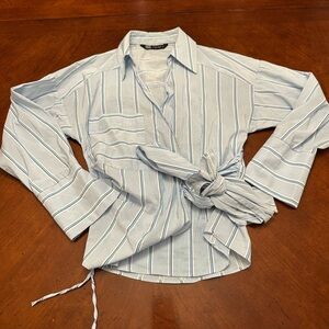 Zara Light Blue Striped Women's Shirt